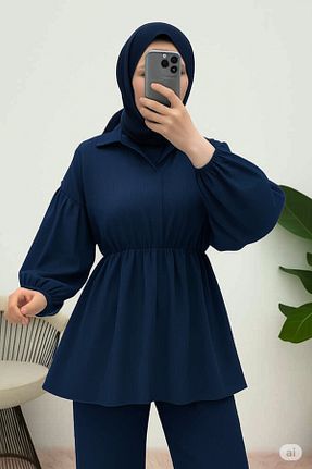 ست بالاتنه و پائین تنه حجاب سرمه ای زنانه Balon SUWWE - کد 956357588