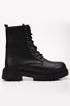 بوت / نیم بوت مشکی زنانه چرم مصنوعی MY GROSS SHOES - کد 879818888