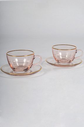 فنجان چای صورتی شیشه Rakle - کد 6873070