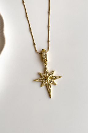 گردنبند استیل ( فولاد ) زرد زنانه استیل ضد زنگ Radino Collection - کد 928640063