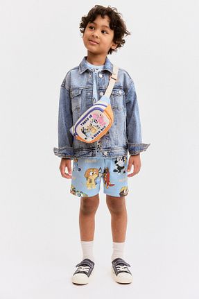 ست بالاتنه و پائین تنه آبی بچه گانه پنبه ای H&M - کد 925039354