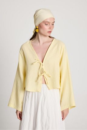 بلوز زرد زنانه ساده minaaise - کد 936186906