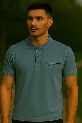 پولوشرت آبی مردانه پنبه پلی استر Maccali - کد 954398114