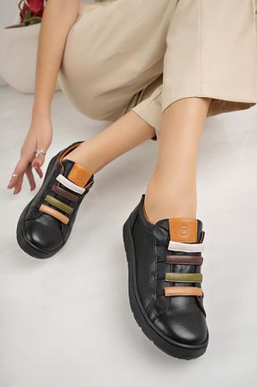 کفش پیاده روی مشکی زنانه چرم اصل Mammamia - کد 864157095
