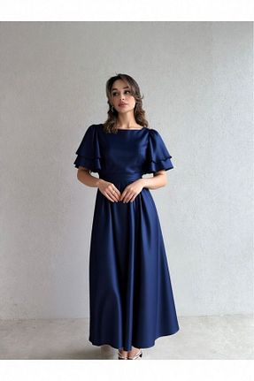 لباس مجلسی و فارغ التحصیلی سرمه ای زنانه ساتن Genel Markalar - کد 813794637