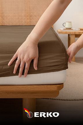 ست ملحفه دونفره قهوه ای پنبه ای Erko Dört Mevsim - کد 218053616