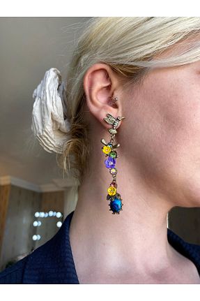 گوشواره جواهر رنگی برنجی MIRADA JEWELRY - کد 904463393