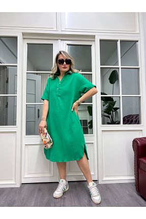 لباس سایز بزرگ سبز زنانه Müslin TREND&LİFE - کد 958609604