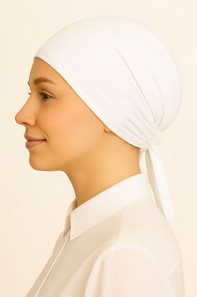 کلاه شنای حجاب سفید زنانه Merve Nayir - کد 958478942