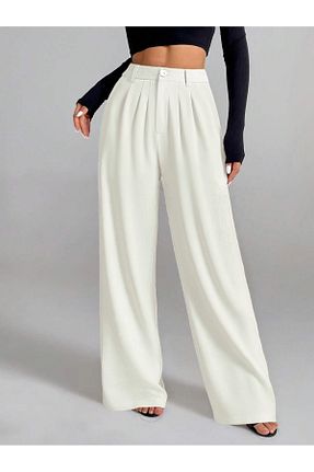 شلوار سفید زنانه کتان Caddebostan Moda - کد 959798992