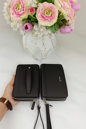کیف پول مشکی زنانه ابعاد بزرگ leathora - کد 959911964