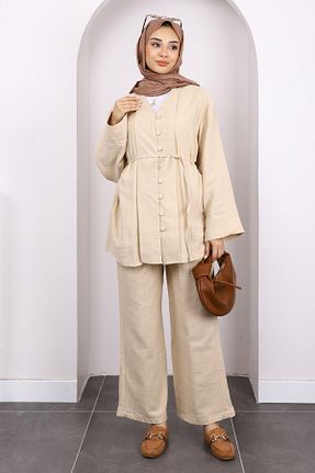 ست بالاتنه و پائین تنه حجاب قهوه ای زنانه رگولار İmajButik - کد 960386637