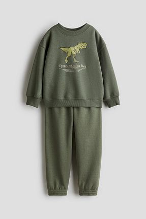 ست گرمکن خاکی بچه گانه پنبه ای H&M - کد 960759257