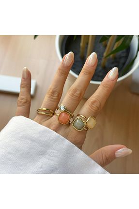 انگشتر جواهر رنگی زنانه روکش طلا VenüsDesign - کد 960804078