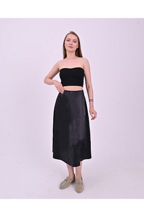 دامن مشکی زنانه پارچه polle - کد 847350003
