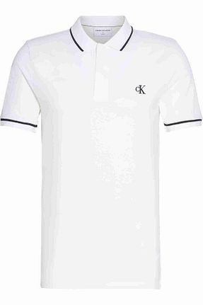 پولوشرت سفید مردانه پنبه - الاستین Calvin Klein - کد 53674519
