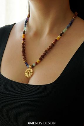 گردنبند جواهر طوسی زنانه سنگ طبیعی Orenda Design - کد 823474324