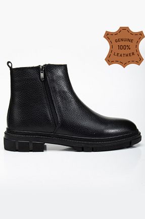 بوت / نیم بوت مشکی مردانه چرم خالص MY GROSS SHOES - کد 958471116