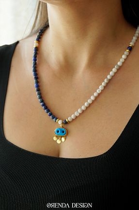 گردنبند جواهر رنگی زنانه برنجی Orenda Design - کد 958434928