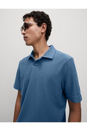 پولوشرت آبی مردانه پنبه ای Marks & Spencer - کد 901035996