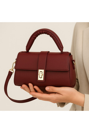 کیف دوشی زرشکی زنانه چرم مصنوعی bag&more - کد 943669041