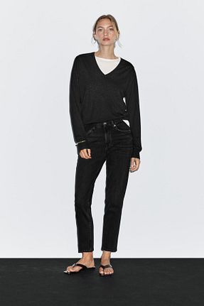 شلوار جین مشکی زنانه پنبه ای Massimo Dutti - کد 956209691