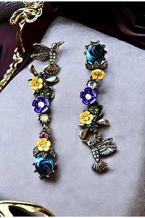 گوشواره جواهر رنگی برنجی MIRADA JEWELRY - کد 904463393