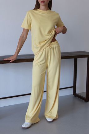 ست بالاتنه و پائین تنه زرد زنانه بافتنی Mogi Butik - کد 952393809