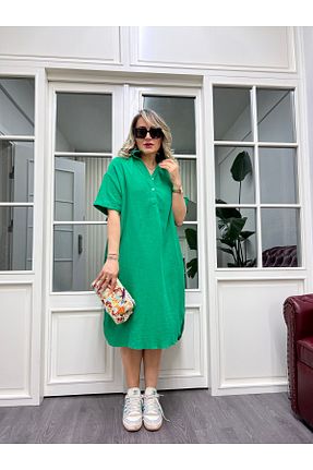 لباس سایز بزرگ سبز زنانه Müslin TREND&LİFE - کد 958609604