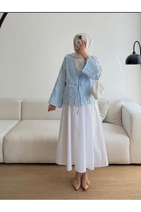 دامن حجاب آبی زنانه بافتنی Genel Markalar - کد 958963725