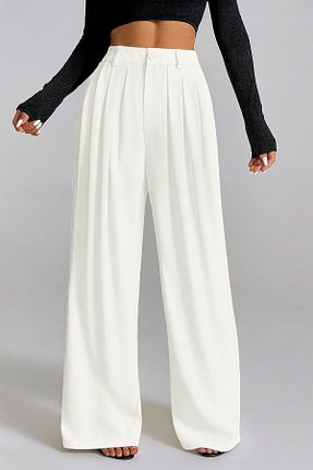 شلوار سفید زنانه کتان Caddebostan Moda - کد 959798992