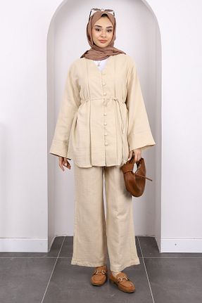 ست بالاتنه و پائین تنه حجاب قهوه ای زنانه رگولار İmajButik - کد 960386637