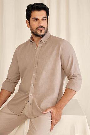 پیراهن قهوه ای مردانه اسلیم فیت AC&Co / Altınyıldız Classics - کد 465533232