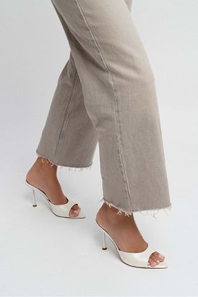 دمپائی سفید زنانه چرم لاکی NİŞANTAŞI SHOES - کد 957460057