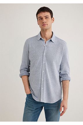 پیراهن آبی مردانه یقه پیراهنی Mavi - کد 903964586