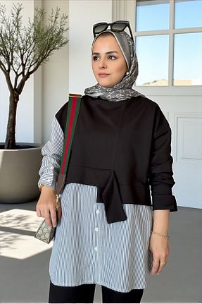 ست بالاتنه و پائین تنه حجاب مشکی زنانه رگولار ASEL FASHİON - کد 769843020