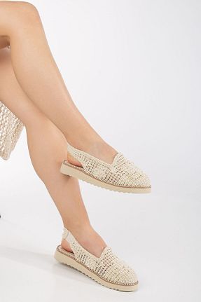 صندل بژ زنانه پاشنه پر EYLÜLDEN MODA SHOES - کد 815389848