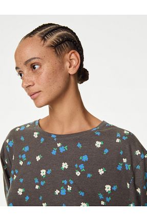 ست لباس راحتی سایز بزرگ طوسی زنانه طرح دار Marks & Spencer - کد 948614911