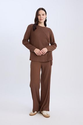 شلوار قهوه ای زنانه مخلوط پلی استر Defacto - کد 865632571