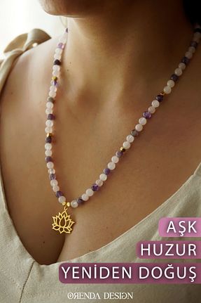 گردنبند جواهر طوسی زنانه سنگ طبیعی Orenda Design - کد 823468964