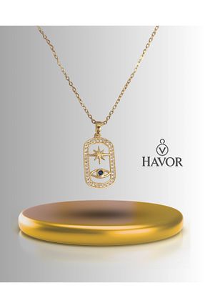 گردنبند استیل ( فولاد ) زرد زنانه استیل (فولاد) havor - کد 958142405