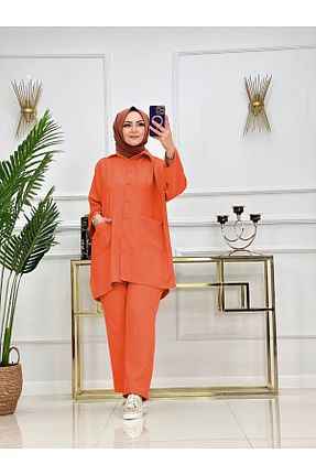 ست بالاتنه و پائین تنه حجاب نارنجی زنانه رگولار NİSUM MODA - کد 898620722