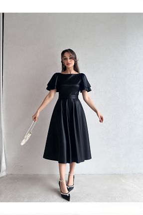 لباس مجلسی و فارغ التحصیلی مشکی زنانه ساتن ESSEDRESS - کد 813794734