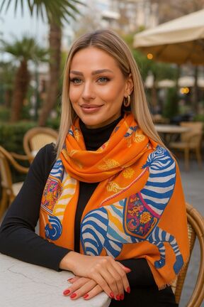 شال نارنجی زنانه پلی استر Axesoire - کد 865583408