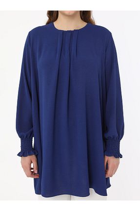 تونیک سایز بزرگ سرمه ای زنانه پلی استر Alia - کد 815586250