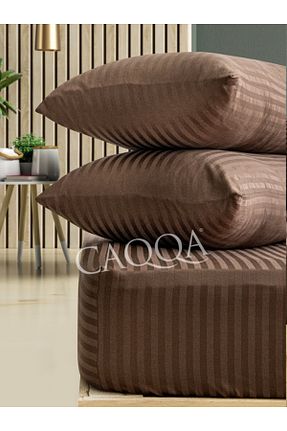 ست ملحفه دونفره قهوه ای پنبه - ساتن CAQQA - کد 959287545
