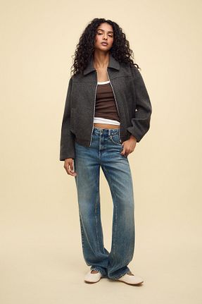 کت طوسی زنانه اورسایز Stradivarius - کد 959454554