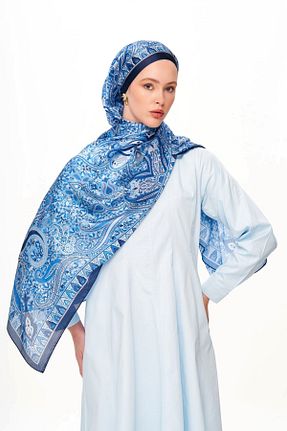 شال آبی زنانه پنبه ای MOISCARF - کد 957591192