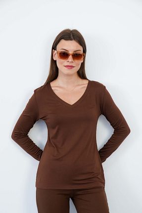 تیشرت قهوه ای زنانه رگولار penyebizden - کد 892269370