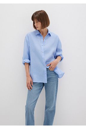 پیراهن آبی زنانه یقه پیراهنی Mavi - کد 929168701